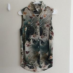 H&M Floral Button-up Top/Cardigan